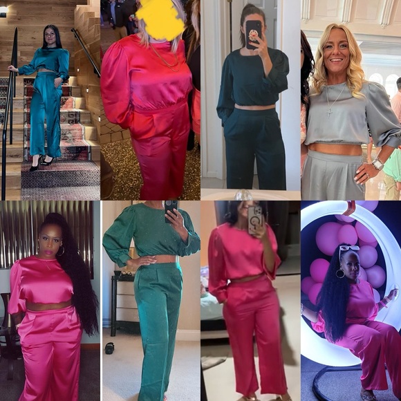 NWT Fall Casual Long Puff Sleeve Crop Top SIZE M - Picture 5 of 17